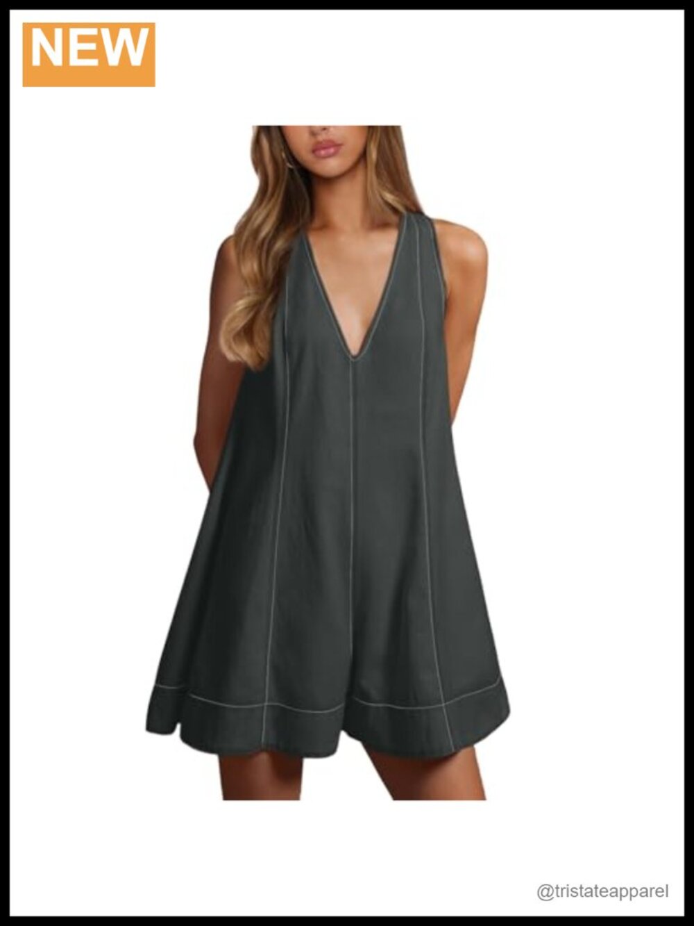 Women's Sleeveless V-Neck Wide Leg Romper Loose Fit Summer Jumpsuit